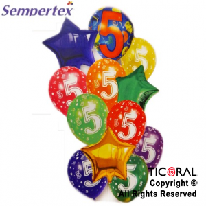 SET DE GLOBOS NUMEROS MULTICOLOR NRO 5 12 UNIDADES X 1